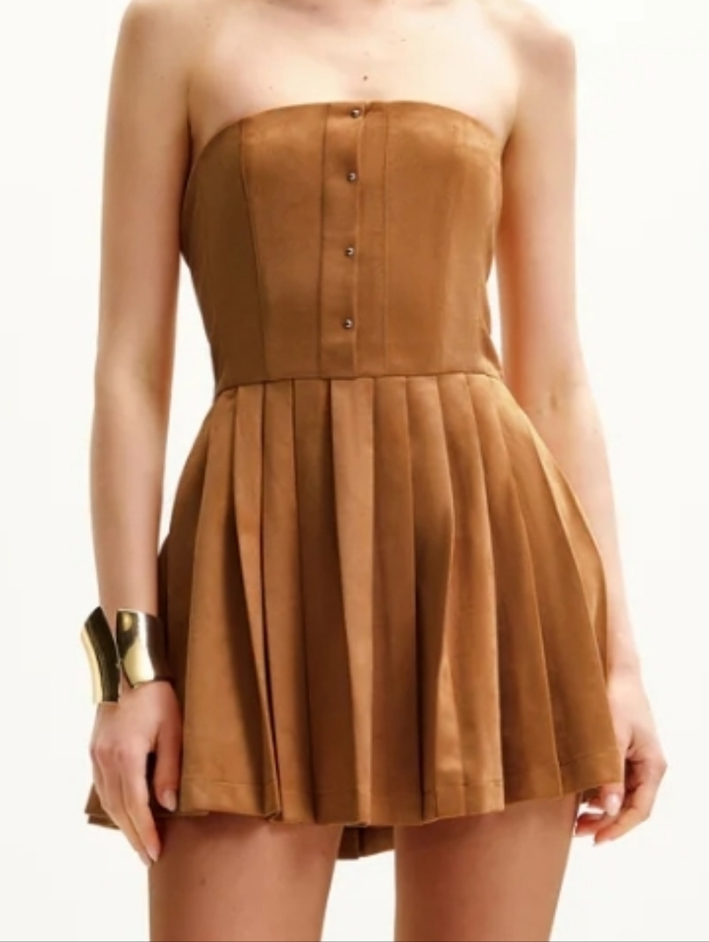 JW PEI Ellie Strapless Velvet Pleated Mini Dress Size 4 - Picture 2 of 8